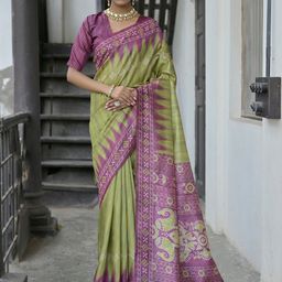 VISHNU WEAVES Bandhani Printed Tussar Saree-picture-53