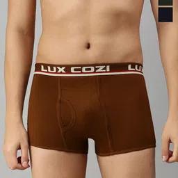 Lux Cozi Pack Of 3 Pure Cotton Trunks -COZI_BIGSHOT_SL_PLAIN_ASST4_3PC-picture-30