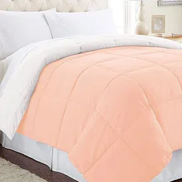 RF RELAXFEEL Peach & White Checked Heavy Winter 233 GSM Double Bed Comforter-image-54