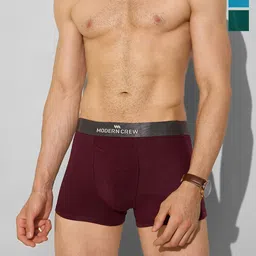 MODERN CREW Men Pack of 3 Premium Micro Modal Short Trunks MC3-ST-002-CL-EG-WR-WT-S-5
