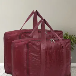 HOSTA HOMES Maroon 2 Pieces Under Bed Storage Handbag Organiser-41