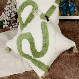 HOSTA HOMES Green & White 2 Pieces Abstract Cotton Square Cushion Covers-image-18