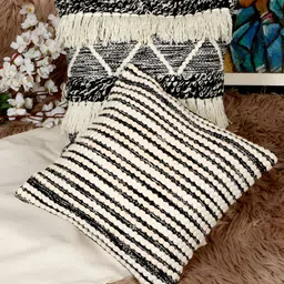 HOSTA HOMES Black & White 2 Pieces Geometric Cotton Square Cushion Covers-image-58