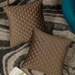 HOSTA HOMES Brown Set of 2 Velvet Square Cushion Covers-image-35