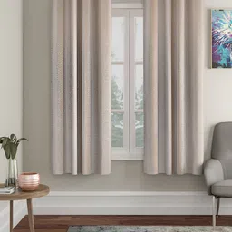 HOSTA HOMES Cream-Coloured 2 Pieces Eyelet Black Out Window Curtain-20