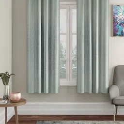 HOSTA HOMES Olive Green 2 Pieces Abstract Self Design Black Out Window Curtains-picture-10