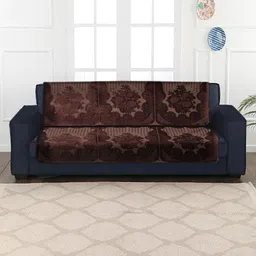HOSTA HOMES Set of 6 Brown Velvet Self Embossed 3 Seater Sofa Cover-image-49