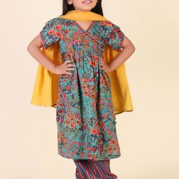 Fabindia Girls Floral Printed Regular Pure Cotton Kurta with Salwar & With Dupatta-image-96