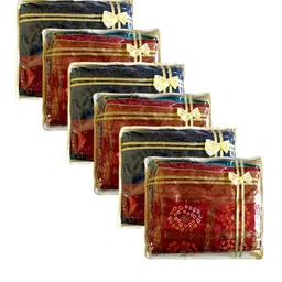 Kuber Industries Yellow 6 Pieces Single Saree Covers-42