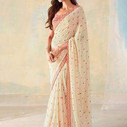 Saree mall Geometric Printed Gotta Patti Pure Georgette Sarees-10