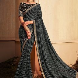 KALINI Bandhani Printed Embroidered Poly Georgette Bandhani Saree-image-25