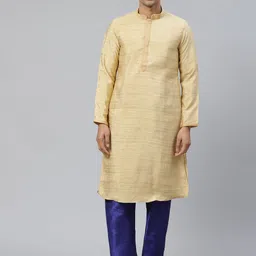 Manthan Men Beige Woven Design Straight Kurta-image-37