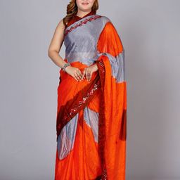 VL SAREES Mirror Work Block Print Saree-image-43
