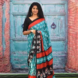 clothonus Floral Printed Pure Cotton Block Print Saree-image-25