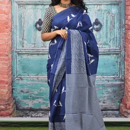 clothonus Abstract Printed Block Print Saree-45
