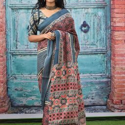 clothonus Floral Pure Cotton Block Print Saree-13