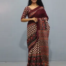 clothonus Ajrak Printed Pure Cotton Saree-picture-45