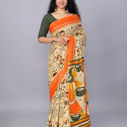 clothonus Ethnic Motifs Pure Cotton Block Print Saree-image-28