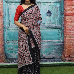 clothonus Ajrak Printed Pure Cotton Saree-image-91
