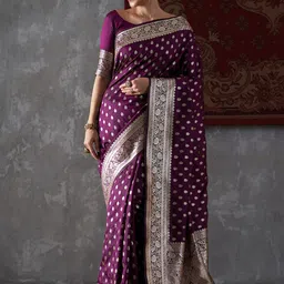 Anouk Ethnic Motifs Woven Design Zari Kanjeevaram Saree-image-42