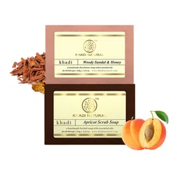 Khadi Natural Set of Handmade Woody Sandal & Honey Soap & Apricot Scrub Soap-26