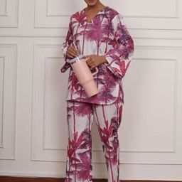 The Quince Life Breezy Palm PJ Co-Ord Set With Matching Scrunchy-image-33