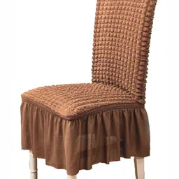 HOUSE OF QUIRK Brown Textured Bubble Frill  Chair Cover-84