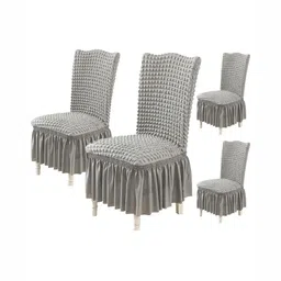 HOUSE OF QUIRK Grey 4-Pcs Square Cushion Chair Cover Pads-picture-30