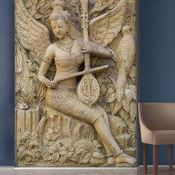 999Store Brown Bird and Sitting Angel Playing The Sitar Mural Self-Adhesive Wallpaper-picture-33