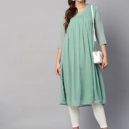 RATAN Woven Design Mandarin Collar Empire Kurta-picture-56