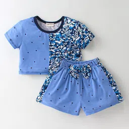 CrayonFlakes Girls Printed Round Neck Short Sleeves Top with Shorts-picture-7