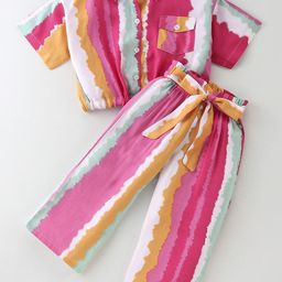 CrayonFlakes Girls Printed Shirt With Palazzos-image-98