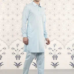 Ode by House of Pataudi Shirt Collar Kurta With Pyjamas-picture-57
