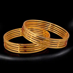 LUCKY JEWELLERY Set Of 2 18K One Gram Gold-Plated Bangles-10