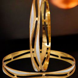 LUCKY JEWELLERY Set Of 2 18K One Gram Gold-Plated Bangles-79