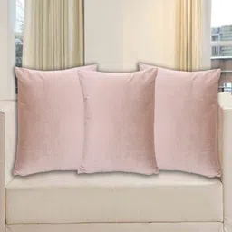 INDHOME LIFE Beige Set of 3 Velvet Rectangle Cushion Covers-41