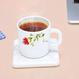 Larah by BOROSIL White & Red 6 Pcs Floral Printed Opalware Matte Mugs - 180 ML Each-13
