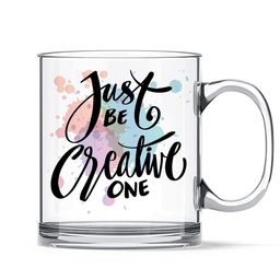 Ascension Transparent & Black Printed Glass Glass Printed Coffee Mug 350 ML-52