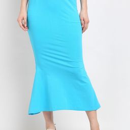 Sugathari Women Turquoise Blue Solid Mermaid Like-Fit Saree Shapewear-image-28