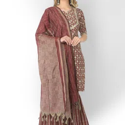 V TRADITION  Ethnic Motifs Printed Kurta With Sharara & Dupatta-53