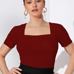 BAESD Ribbed Square Neck Knitted Casual Top-image-81