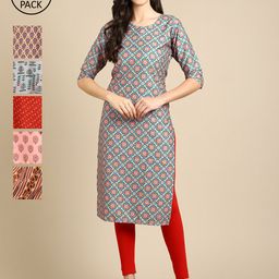 1 Stop Fashion Women Pack of 6 Printed Crepe Kurtas-picture-12
