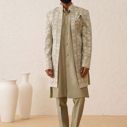 Denis Parkar Mens Embroidered Mandarin Collar Sherwani-image-53