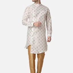 ROYAL KURTA Ethnic Motifs Woven Design Asymmetric Kurta With Trousers-picture-31