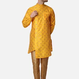 ROYAL KURTA Ethnic Motifs Woven Design Asymmetric Kurta With Trousers-picture-57