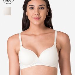 KOMLI Pack of 2 Off White T-shirt Bra-Heavily Padded K-915-2PC-OFFW-picture-50