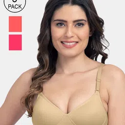 Tweens Woman Pack of 3 Beige Pink&Coral Lightly Padded T-shirt Bra-TW-91301-3PC-SK-CRL-DPK-picture-41