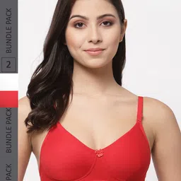 College Girl Pack Of 2 Lightly Padded Seamless Non-Wired Super Support Cotton Tshirt Bra-picture-13
