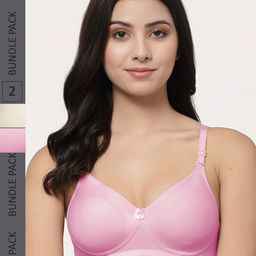 College Girl Pack Of 2 Lightly Padded Non-Wired Seamless Super Support Cotton T Shirt Bra-picture-22