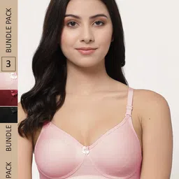 Docare Pack Of 3 Cotton Lightly Padded Medium Support Seamless Bra-image-8